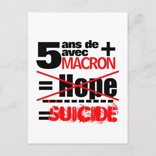 5 ans + Macron = SUICIDE - Postkarte (Vorderseite)