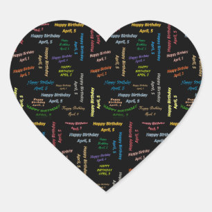 5. April Herz-Aufkleber