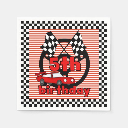 5. Auto Racing Geburtstagspapier Napkins Serviette (Vorderseite)