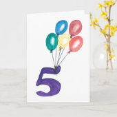5 Balloons Geburtstagskarte Karte (Gelbe Blume)