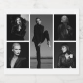 5 Bearbeitbare FotoCollage Schaumweinetikett (Einzelnes Label)