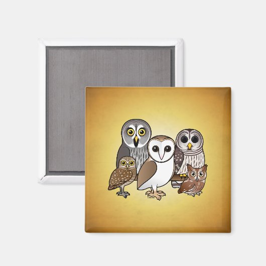 5 Birdorable Owls Magnet (Vorderseite/Rückseite)