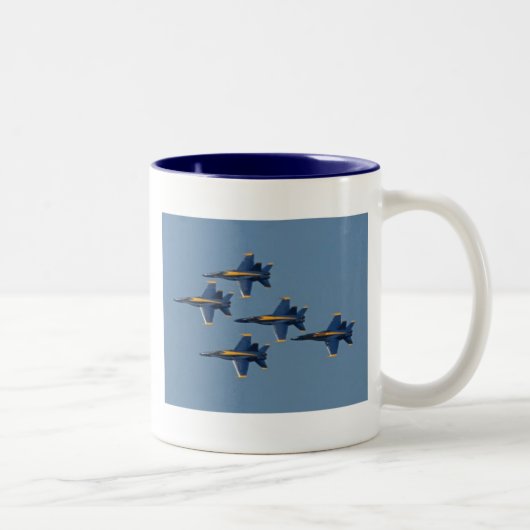 5 blaue Engel Zweifarbige Tasse (Rechts)