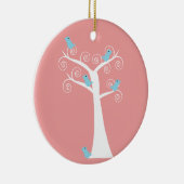 5 Blaue Vögel in einem Baum Keramikornament (Rechts)