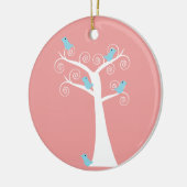 5 Blaue Vögel in einem Baum Keramikornament (Links)
