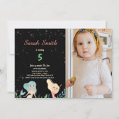 5. Blond Mermaid Geburtstag Einladungen mit Foto (Vorderseite)