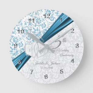 5. Blue Wedding Anniversary Keepake Runde Wanduhr