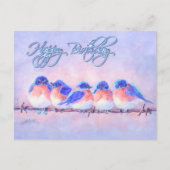 5 BLUEBIRDS AUF EINEM WIRD & TEXT VON SHARON SHARP POSTKARTE (Vorderseite)