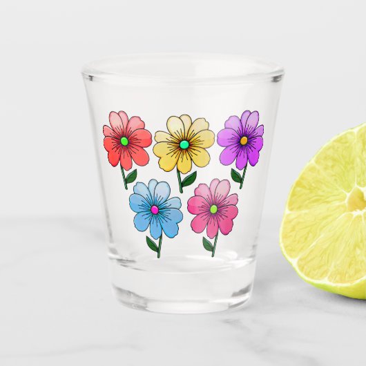 5 Blume Design Schnapsglas (Vorderseite)