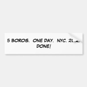 5 BOROS.  EIN TAG.  NYC. 26,2. GETAN! AUTOAUFKLEBER