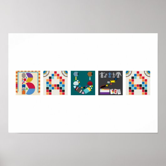 5 Buchstaben Name Board Game Alphabet Poster (Vorne)