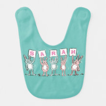 5 Buchstaben Name mit Bunny Rabbits Baby Bib