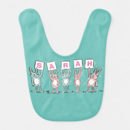 5 Buchstaben Name mit Bunny Rabbits Baby Bib Babylätzchen