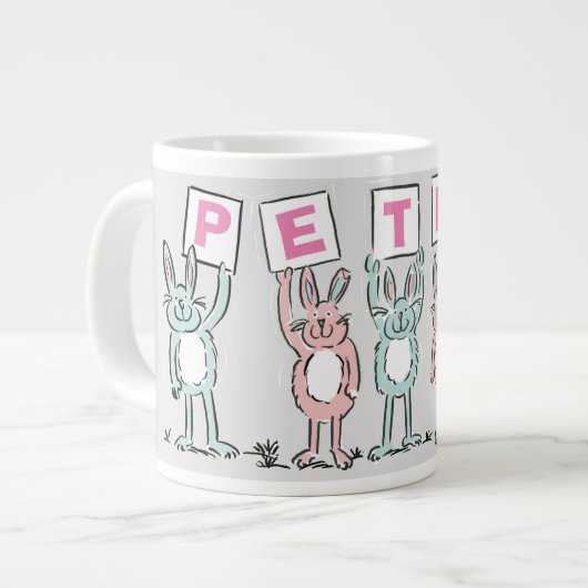 5 Buchstabenbezeichnung mit lustigen Kaninchen Jumbo-Tasse (Vorderseite Links)