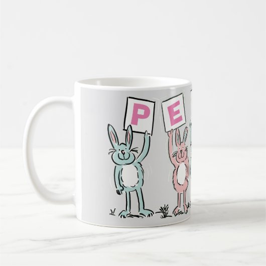 5 Buchstabenbezeichnung mit lustigen Kaninchen Kaf Kaffeetasse (Links)