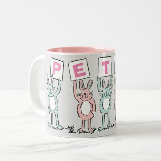5 Buchstabenname mit lustigen Kaninchen Zwei-Tonen Zweifarbige Tasse (Vorderseite Links)