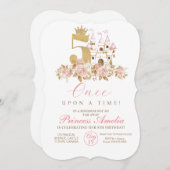 5. Burg Goldkronprinzessin Floral Geburtstag Einladung (Vorne/Hinten)