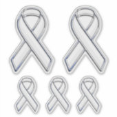 5 Chrome Style Print White Ribbon Awareness Aufkleber (Vorderseite)