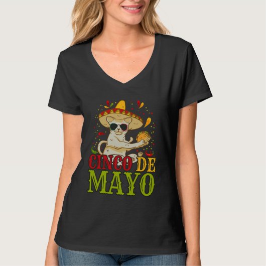 5 Cinco De Mayo Katze mit mexikanischem Hut und T T-Shirt (Vorderseite)
