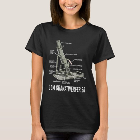 5 cm Granatwerfer 36 German WW2 50 mm Mortar Diagr T-Shirt (Vorderseite)