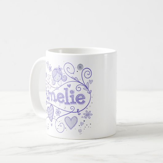 5 Color Amelie 1 - Doodle Kaffeetasse (Vorderseite Links)