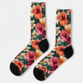 #5 Crews mit Blumenmuster Socken (Linkes Detail)