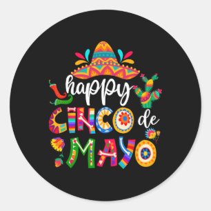 5 De Mayo Cinco Viva Mexiko Shirt für Männer Wo Runder Aufkleber
