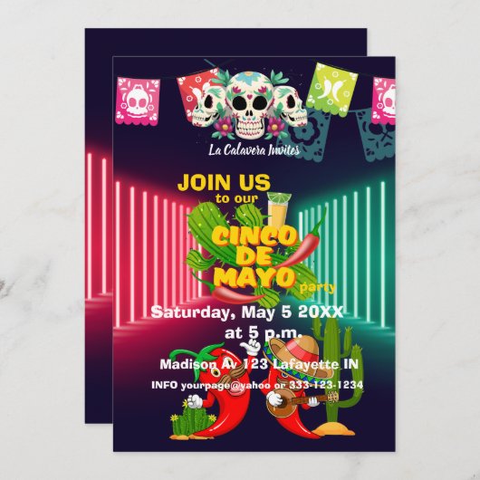 5 de Mayo Party Einladung (Vorne/Hinten)