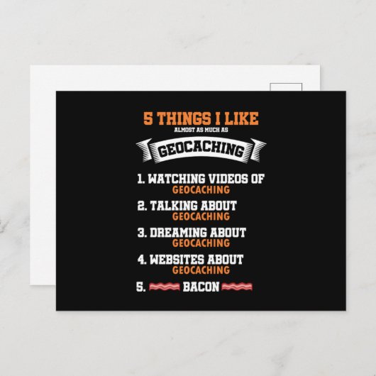 5 Dinge, die ich Geocaching Pastime GPS Navigation Postkarte (Vorne/Hinten)