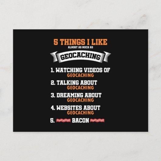 5 Dinge, die ich Geocaching Pastime GPS Navigation Postkarte (Vorderseite)