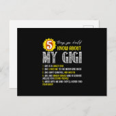 5 Dinge, die Sie über meine Gigi Sonnenblume wisse Einladungspostkarte (Vorne/Hinten)