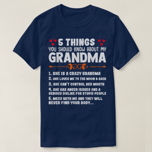 5 Dinge, die Sie über meine Oma Funny Sa wissen so T-Shirt (Design vorne)