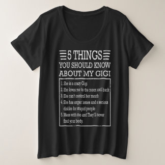 5 Dinge über meine Gigi | Geburtstagsgeschenk Große Größe T-Shirt