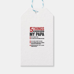 5 Dinge über meinen Papa Lustiges Vintage-Shirt-De Geschenkanhänger