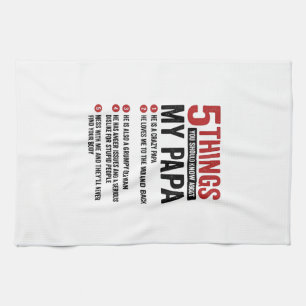 5 Dinge über meinen Papa Lustiges Vintage-Shirt-De Geschirrtuch