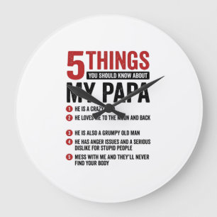 5 Dinge über meinen Papa Lustiges Vintage-Shirt-De Große Wanduhr