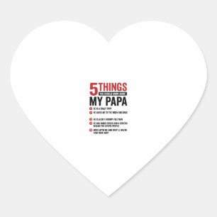 5 Dinge über meinen Papa Lustiges Vintage-Shirt-De Herz-Aufkleber