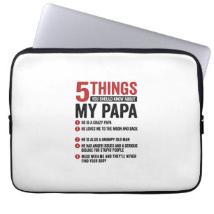 5 Dinge über meinen Papa Lustiges Vintage-Shirt-De Laptopschutzhülle