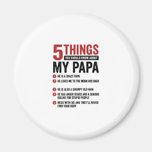 5 Dinge über meinen Papa Lustiges Vintage-Shirt-De Magnet