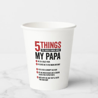 5 Dinge über meinen Papa Lustiges Vintage-Shirt-De Pappbecher
