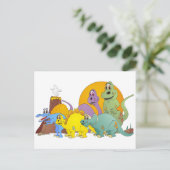5 Dinosaurier-Freunde Postkarte (Stehend Vorderseite)
