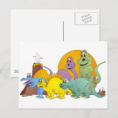 5 Dinosaurier-Freunde Postkarte (Vorne/Hinten)
