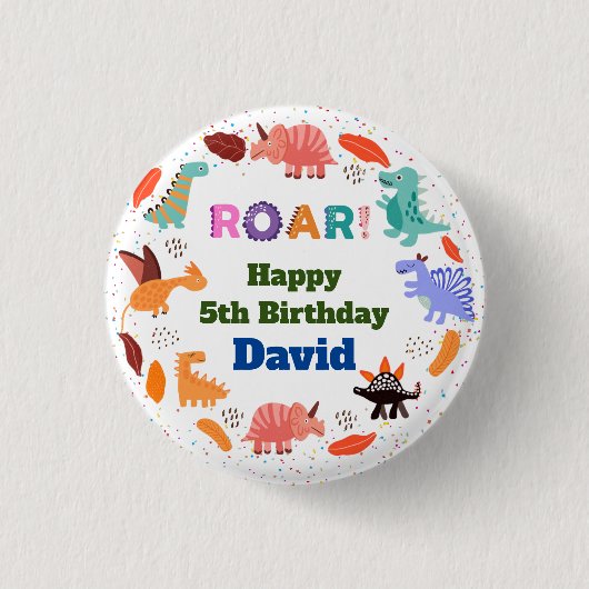 5. Dinosaurier Geburtstagsgeschenk Button (Vorderseite)