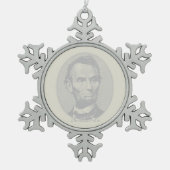 5 Dollar Geld von Präsident Abraham Lincoln Schneeflocken Zinn-Ornament (Vorderseite)