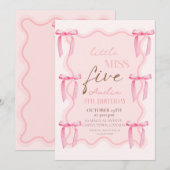 5. Dusty Pink Bows Birthday Party Princess Einladung (Vorne/Hinten)