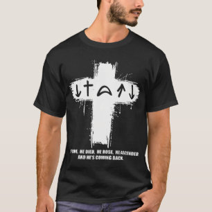 5 Evangelium-Symbole Er kam Er starb Er erstand Er T-Shirt
