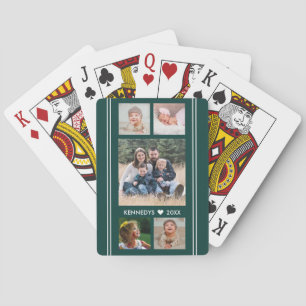 5 Familienfoto Collage grün und weiß Spielkarten