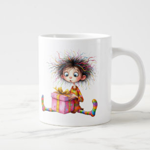 * 5 Farbige Whimsical Weihnachts-JUNGE Geschenk Jumbo-Tasse