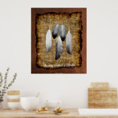 5 Feathers on Parchment Native American Wisdom Poster (Küche)