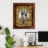 5 Feathers on Parchment Native American Wisdom Poster (Heimbüro)